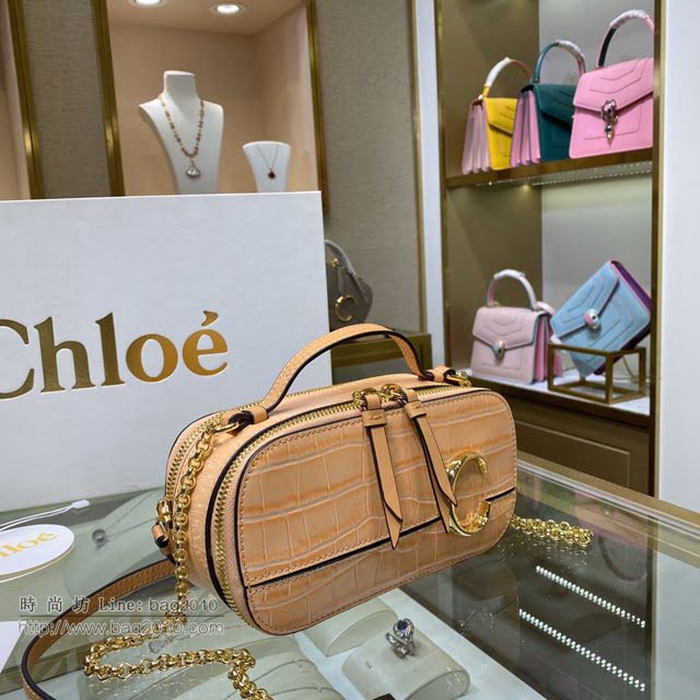 Chloe女包 克洛伊經典C Bag鱷魚壓紋鏈條相機包 Chole手提肩背斜挎包  jjh1228